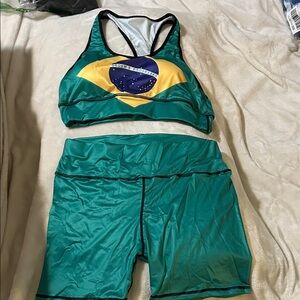 Women's Green and Yellow yoga Set